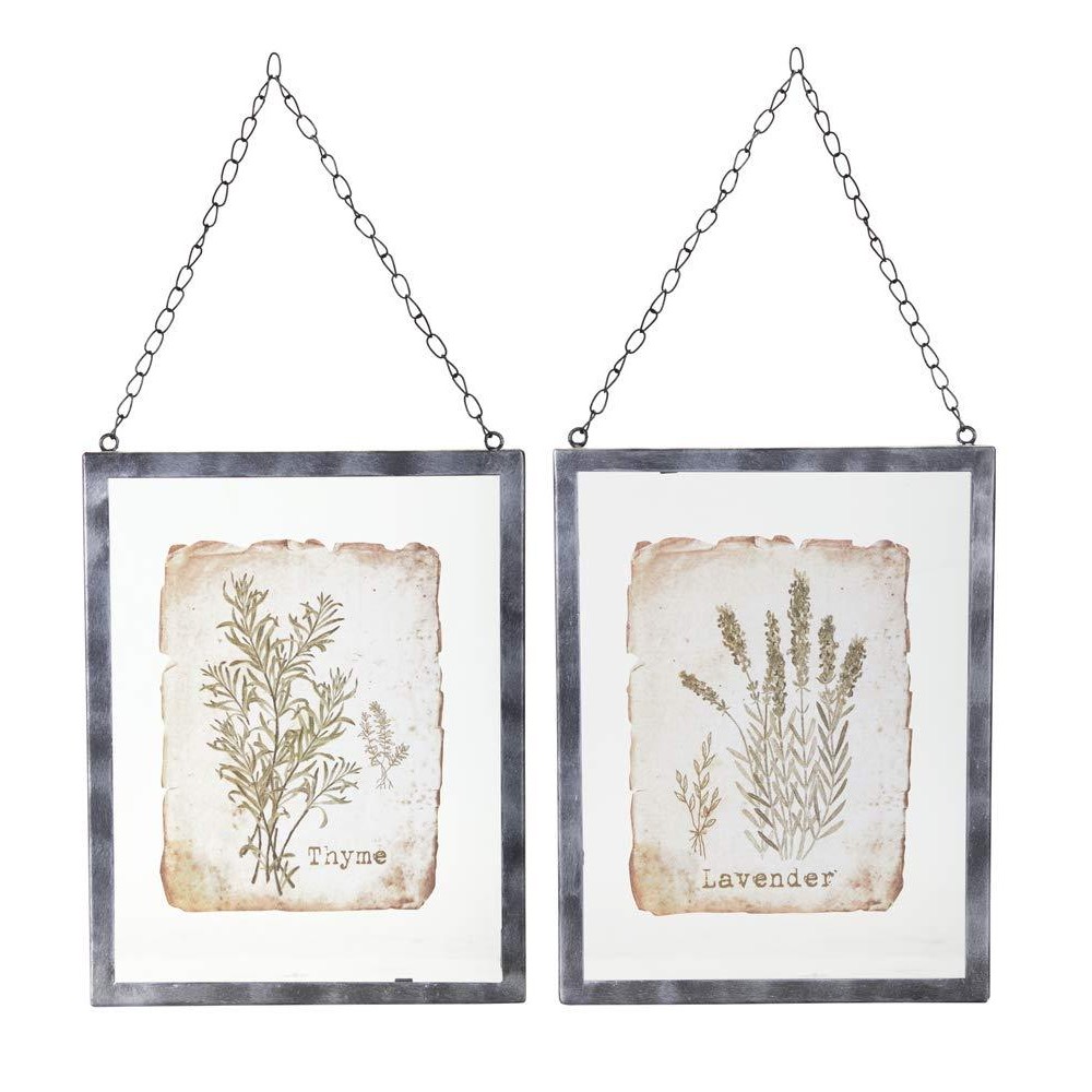 Melrose Intl LavenderThyme Frame Set of 2 95 x 125 glassMetal