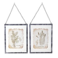 Melrose Intl LavenderThyme Frame Set of 2 95 x 125 glassMetal