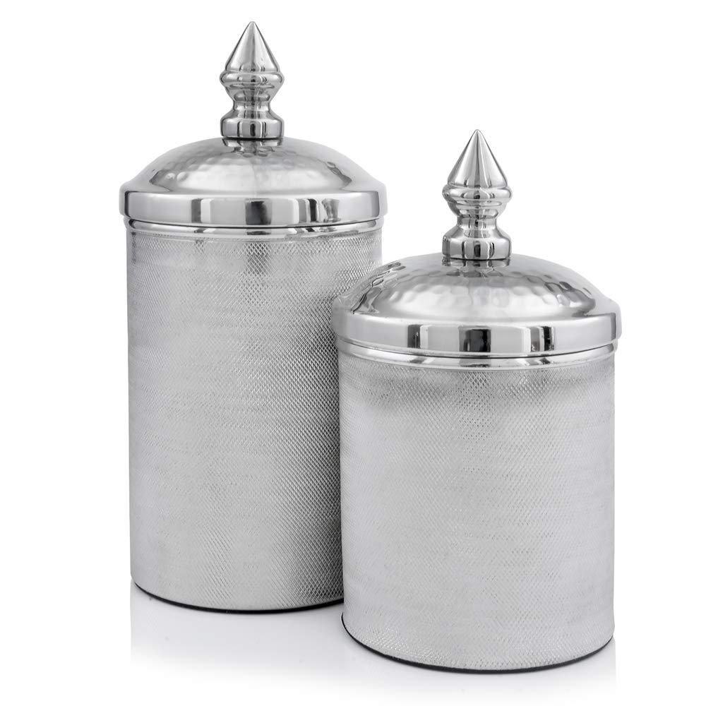 HomeRoots Silver Tweed Aluminum Silver Set of 2 canisters