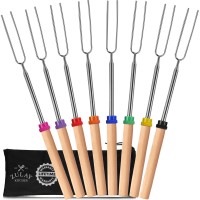 Zulay Kitchen Smores Sticks 8 Pack 32 Telescopic Marshmallow Roasting Sticks For Fire Pit Extra Long Marshmallow Sticks F