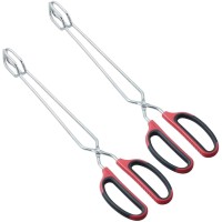 Hinmay Stainless Steel Scissor Tongs With Comfortgrip Handle 16Inch Long Grilling Tongs Set Of 2