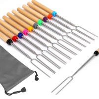 10 Pack Marshmallow Roasting Sticks 32 Inch Extendable Smore Skewers Hot Dog Roasting Sticks Marshmallow Skewers For Fire Pits B