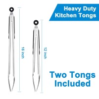 16Inch 12Inch Grill Tongs For Cooking Bbq Heavy Duty Extra Long Grilling Tongs Premium Set 2 Pack