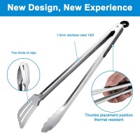 16Inch 12Inch Grill Tongs For Cooking Bbq Heavy Duty Extra Long Grilling Tongs Premium Set 2 Pack