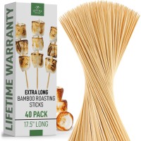 Zulay Kitchen Authentic Bamboo Marshmallow Smores Sticks 40 Extra Long 175 Roasting Sticks 5Mm Heavyduty Bamboo Skewers