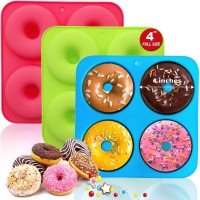 Walfos Full Size Silicone Donut Mold 4 Inch Big Size Silicone Doughnut Pan Set Nonstick Just Pop Out Heat Resistant Bpa F