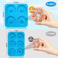 Walfos Full Size Silicone Donut Mold 4 Inch Big Size Silicone Doughnut Pan Set Nonstick Just Pop Out Heat Resistant Bpa F