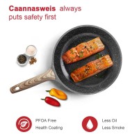 Caannasweis Nonstick Granite Frying Pan Skillet Non Stick Omelette Fry Pans Omelet Egg Pan Stone Cookware Chefs Pan Inducti