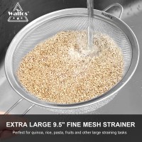 Walfos 95 Inch Large Fine Mesh Strainer Stainless Steel 30 Mesh Sieve With Sturdy Handle Kitchen Food Strainers Sifters For R