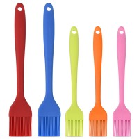 Hhyn Silicone Basting Pastry Brush Set 5 Pack Heat Resistant Spread Oil Butter Sauce For Bbq Grill Barbeque Kitchen Baking Cooki