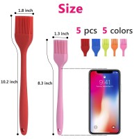 Hhyn Silicone Basting Pastry Brush Set 5 Pack Heat Resistant Spread Oil Butter Sauce For Bbq Grill Barbeque Kitchen Baking Cooki