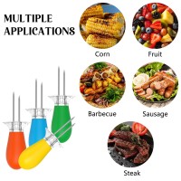 Corn Holders 16Pcs8 Pairs Stainless Steel Corn On The Cob Sweetcorn Corn Skewers Interlocking Double Fork For Bbq Camping Out