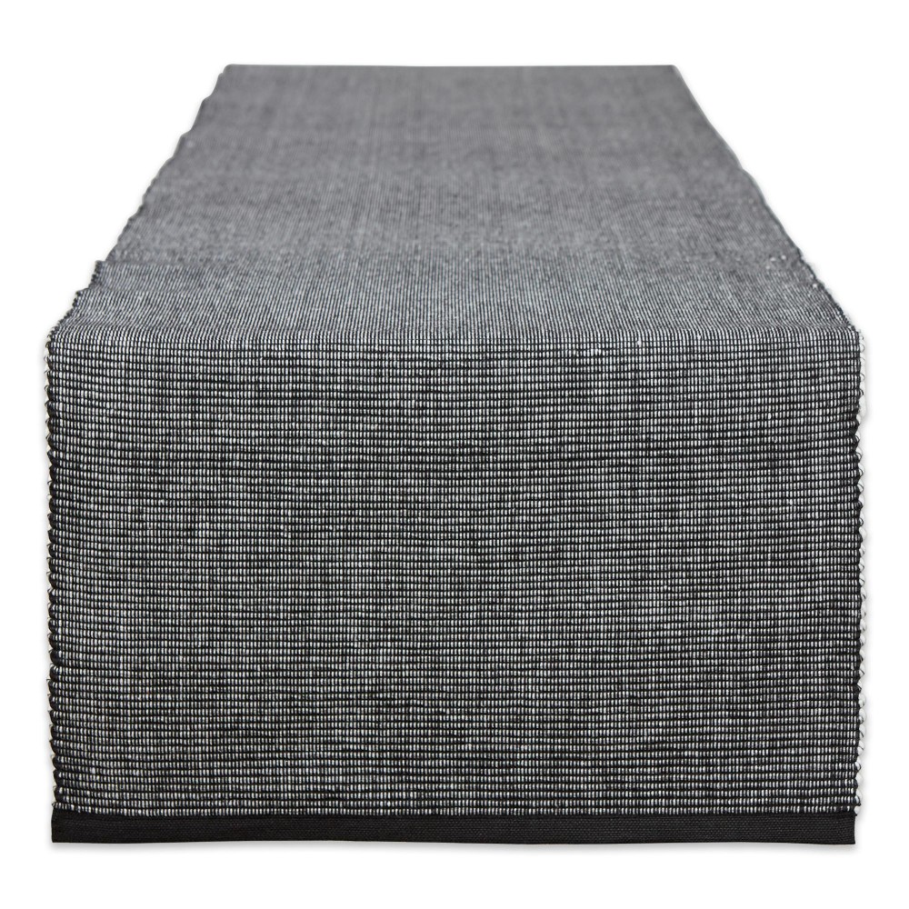 Dii Black White 2Tone Ribbed Table Runner