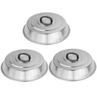 3 Sets Bbq Accessories 12 Inch Round Stainless Steel Basting Cover Cheese Melting Dome And Steaming Cover Best Fits For Black