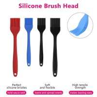 Hhyn Silicone Basting Pastry Brush Set 4 Pack Heat Resistant Spread Oil Butter Sauce For Bbq Grill Barbeque Kitchen Baking Cooki