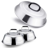 Professional Melting Dome Lid Set Of 3 Leonyo 12 9 Metal Steam Basting Cover For Griddle Grill Top Stainless Steel Griddl