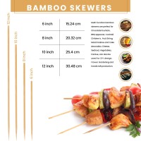 Decorrack 681012 Natural Bamboo Skewers Sticks Wood Skewers For Bbq Grilling Kabob Appetizers Fruits Smores