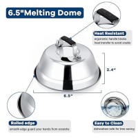 Leonyo 3 Pcs 65 Inch Heavy Duty Cheese Melting Dome Stainless Steel Round Basting Steam Cover For Grilling Flat Top Cast Iron