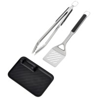 Oxo Good Grips Grilling 3Pc Set Tongs Turner And Tool Rest Black