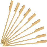 Minisland Premium 7 Inch Square Large Bamboo Paddle Skewers For Appetizers Fruit Kabobs Sandwiches Bbq Grill Food Sticks 3Mm Thi