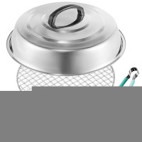 3-Piece Multi-Purpose 12 Inch Round Stainless Steel Basting Cover Dome And Cooling Wire Racks And Bbq Tong  Best Fits For Blackstone Camp Chef Flat Top Griddle Grills Cooking