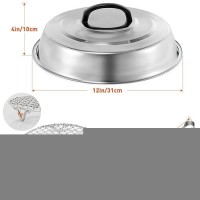 3-Piece Multi-Purpose 12 Inch Round Stainless Steel Basting Cover Dome And Cooling Wire Racks And Bbq Tong  Best Fits For Blackstone Camp Chef Flat Top Griddle Grills Cooking