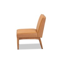 Baxton Studio Daymond MidCentury Modern Tan Faux Leather Upholstered and Walnut Brown Finished Wood Dining Chair