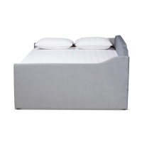 Baxton Studio Lennon Modern and Contemporary Grey Velvet Fabric Upholstered Queen Size Daybed with Trundle