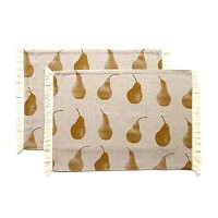 Placemats Set of Eight Pale Yellow Pear Pattern