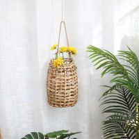 Woven Water Hyacinth Hanging Basket Door Hanging Basket Wall For Home Garden Farmhouse Water Hyacinth