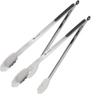 Kona Premium Stainlesssteel Locking Grill Tongs Set Of 2 18 Inch Sturdy Heavy Duty Tongs Great For Cooking Grilling And