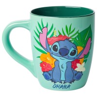 Silver Buffalo Lilo And Stitch Tropical Ohana Sitting Jumbo Curved Ceramic Mug 25Ounces