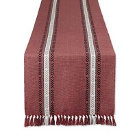 Dii Clay Dobby Striped Fringe Ribbed Table Runner 14X72
