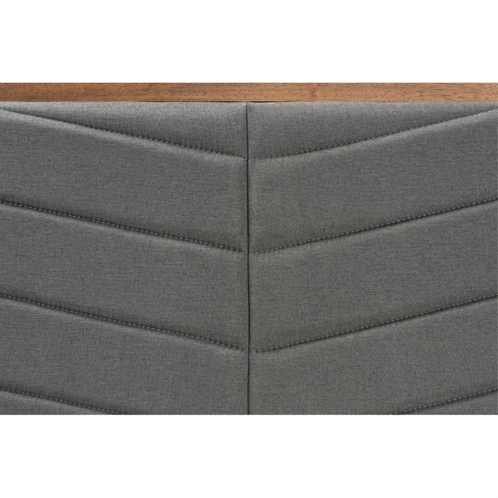 Baxton Studio Iden Modern and Contemporary Dark Grey Fabric Upholstered and Walnut Brown Finished Wood Full Size Headboard