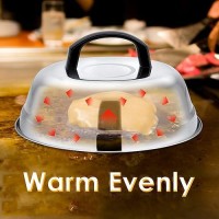 Leonyo 9 Inch Cheese Melting Dome Lid Stainless Steel Griddle Accessories Durable Basting Steaming Cover For Teppanyaki Flat T