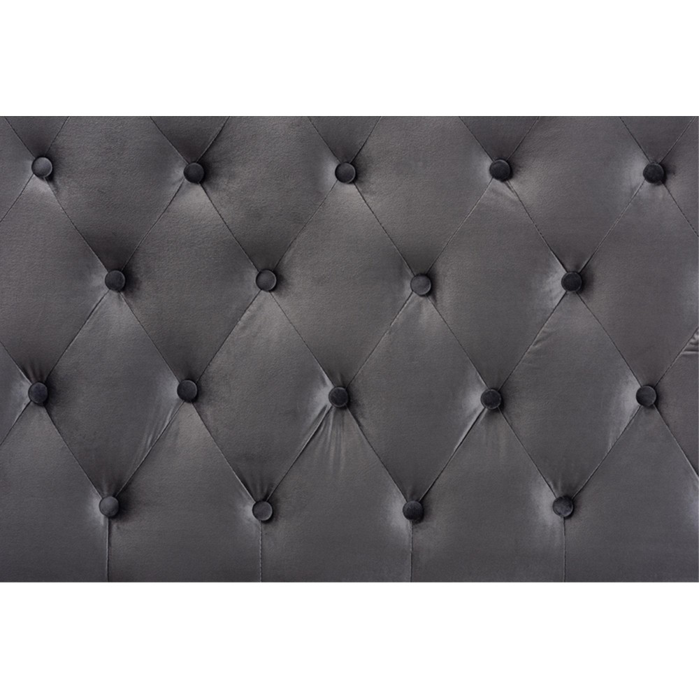 Baxton Studio Clovis Modern and Contemporary Grey Velvet Fabric Upholstered Full Size Headboard