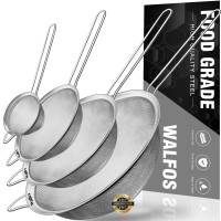 Walfos Extra Fine Mesh Strainer Set Of 495 7 47 28 Stainless Steel 30 Mesh Sieve With Sturdy Handle Kitchen Foo