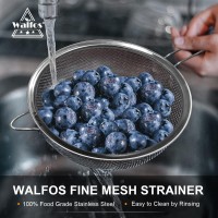 Walfos Extra Fine Mesh Strainer Set Of 495 7 47 28 Stainless Steel 30 Mesh Sieve With Sturdy Handle Kitchen Foo