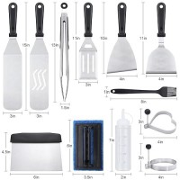 Blackstone Griddle Accessories Kit 16Pcs Flat Top Grill Accessories Set For Blackstone And Camp Chef With Spatula Scraper Griddle Cleaning Kit &Carry Bag Great For Outdoor Bbq & Teppanyaki And Camping