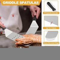 Hasteel Griddle Accessories Kit Of 5 Heavy Duty Metal Spatula Professional Stainless Steel Flat Top Griddle Tools Set Pancake