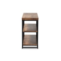 Baxton Studio Bardot Modern Industrial Walnut Brown Finished Wood and Black Metal 3Tier Console Table