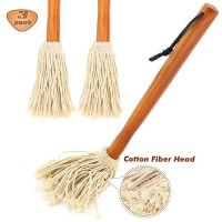 16 Bbq Sauce Basting Mops Brushes For Roasting Or Grilling Apply Barbeque Marinade Or Glazing Cotton Fiber Head And Hardw