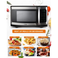 Commercial Chef 11 Cu Ft Microwave With 10 Power Levels Microwave 1000W With Push Button Door Lock Countertop Microwave With