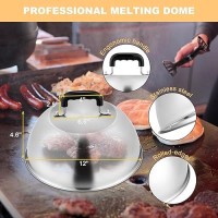 Melting Dome Set Of 2  Hasteel Stainless Steel Large 12In Basting Steaming Cover For Griddle Grill Teppanyaki Flat Top  Great For Bbq Cheese Burger Veggies Indoor Outdoor  Heavy Duty & Dishwasher Safe