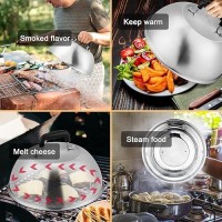 Melting Dome Set Of 2  Hasteel Stainless Steel Large 12In Basting Steaming Cover For Griddle Grill Teppanyaki Flat Top  Great For Bbq Cheese Burger Veggies Indoor Outdoor  Heavy Duty & Dishwasher Safe