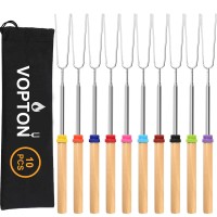 10 Pcs Marshmallow Roasting Sticks For Fire Pit Long 32Inch Smores Sticks Skewers Smores Kit For Fire Pit Premium Telescoping