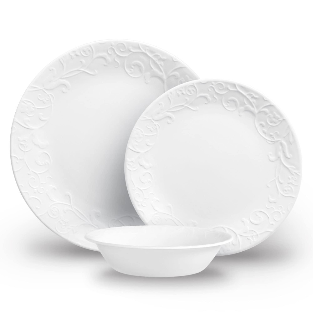 Corelle 12pc Bella Faenza Dinnerware Set for 4 - 3X More Durable Glass, Half Weight of Ceramic, up to 80% Recycled