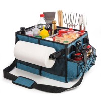 Lorbro Grill Caddy Bbq Caddy With Paper Towel Holder Utensil Caddy With Condiment Pocket Collapsible Picnic Basket Camping Ge