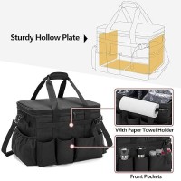 Hodrant Large Grill Caddy With Lid  Bbq And Picnic Bag Organizer With Paper Towel Holder  Tailgating Accessories Basket For Barbecue Utensil & Camping Gear Must Haves  Black  Bag Only