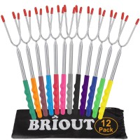 Briout Marshmallow Roasting Sticks 12 Colors Extra Long 45 Stainless Telescoping Hot Dog Smores Skewers Kids Safe Barbecue For